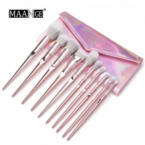 MAANGE 10 Pcs Pink Makeup Brushes Set with pouch