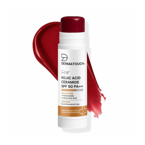 Dermatouch Kojic Acid Ceramide SPF 50 PA+++ Lip Balm for Dry & Discolored Lips 5g •- Tinted Wine