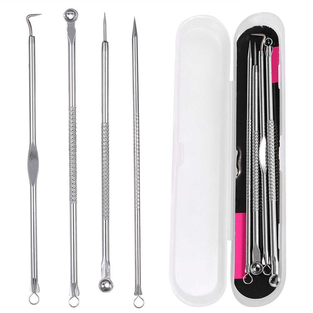4Pc Set Stainless Steel Blackhead Removal Kit / Bron stick