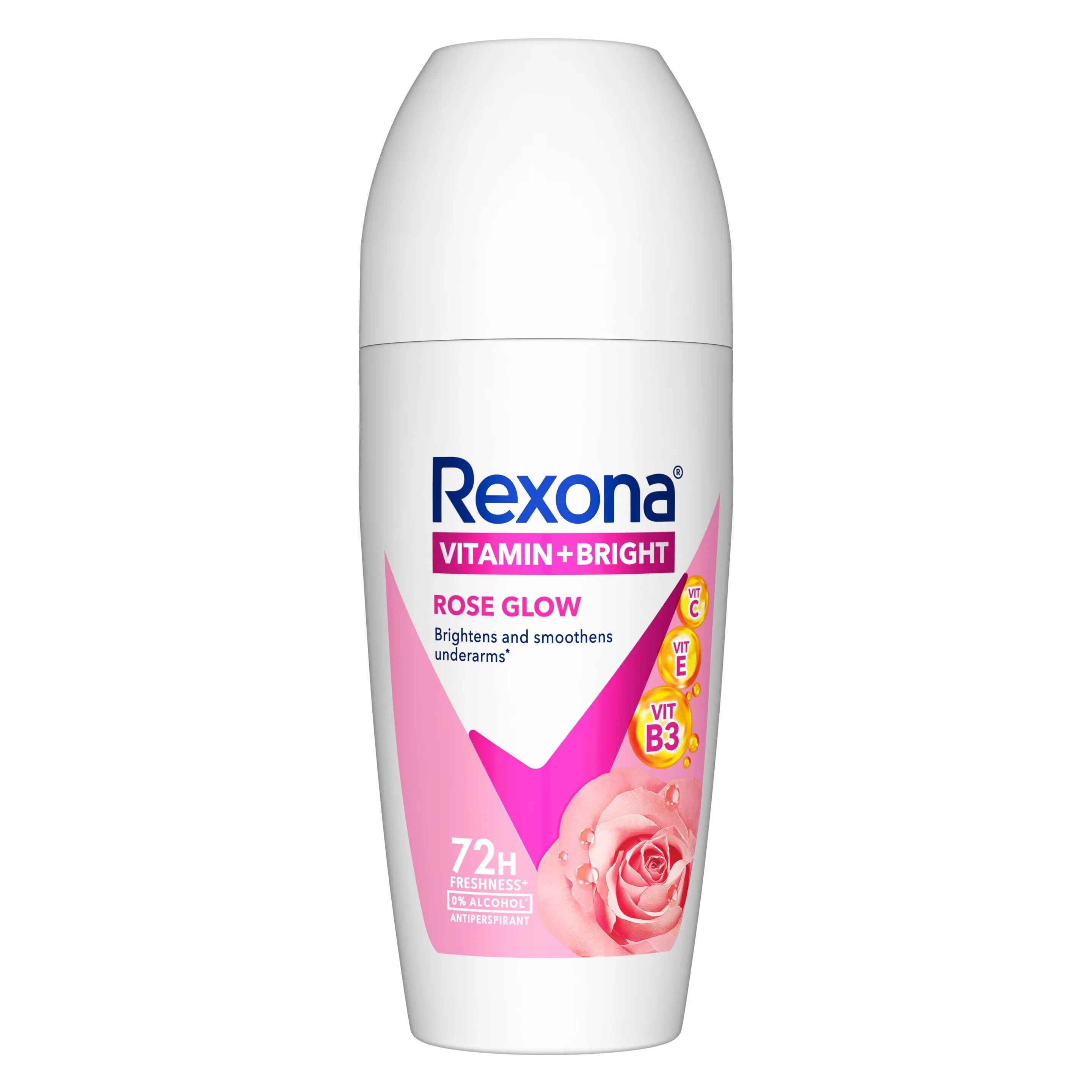 Rexona - Vitamin + Bright Rose Glow Antiperspirants Roll On For Women - 45ml