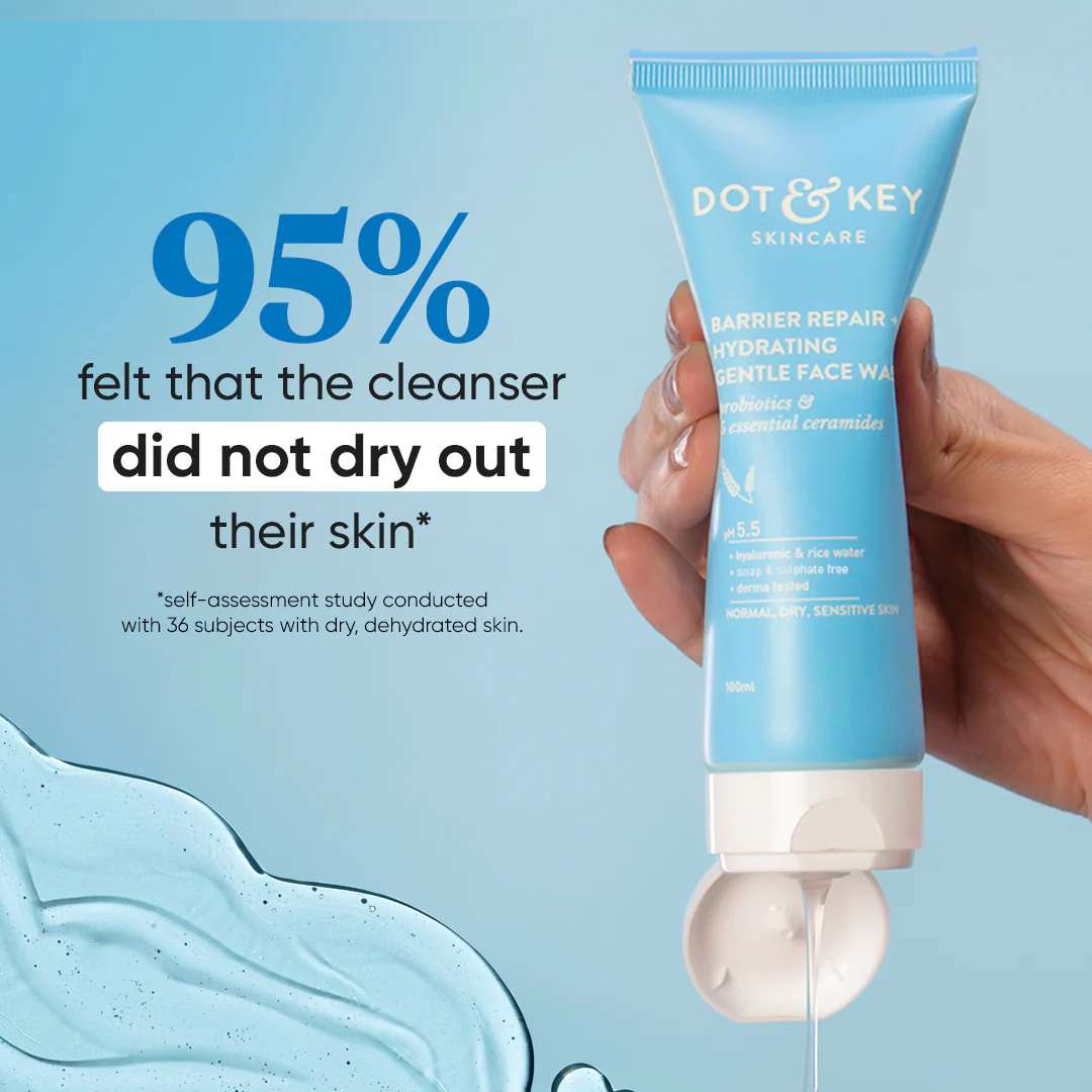 Dot and Key Barrier Repair, Hydrating ph 5.5 Gentle Face Wash for Normal, Dry and Sensitive Skin