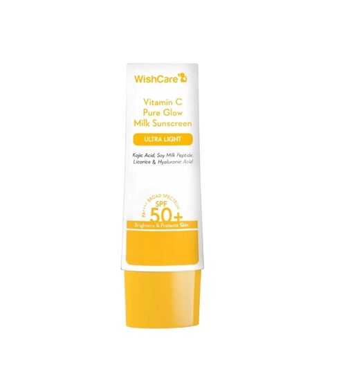 WishCare 2% Vitamin C Pure Glow Milk Sunscreen | SPF 50 PA++++ 50g