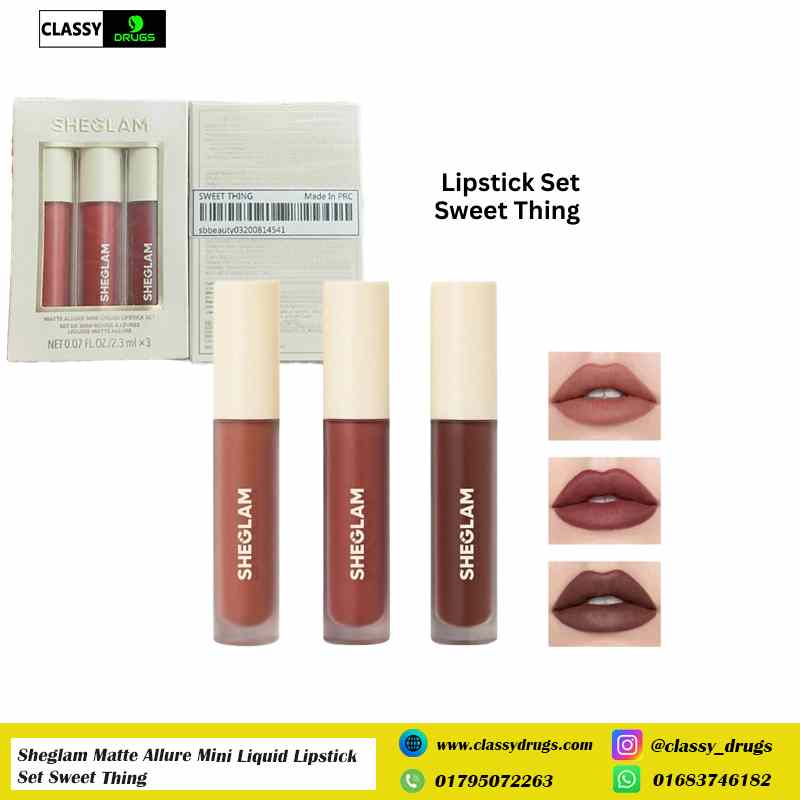 Sheglam Matte Allure Mini Liquid Lipstick 3pcs  Set Sweet Thing