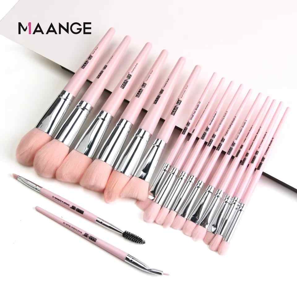 Maange 18 pcs  Multifunctional Extremely Soft Makeup Brush Set - Pink