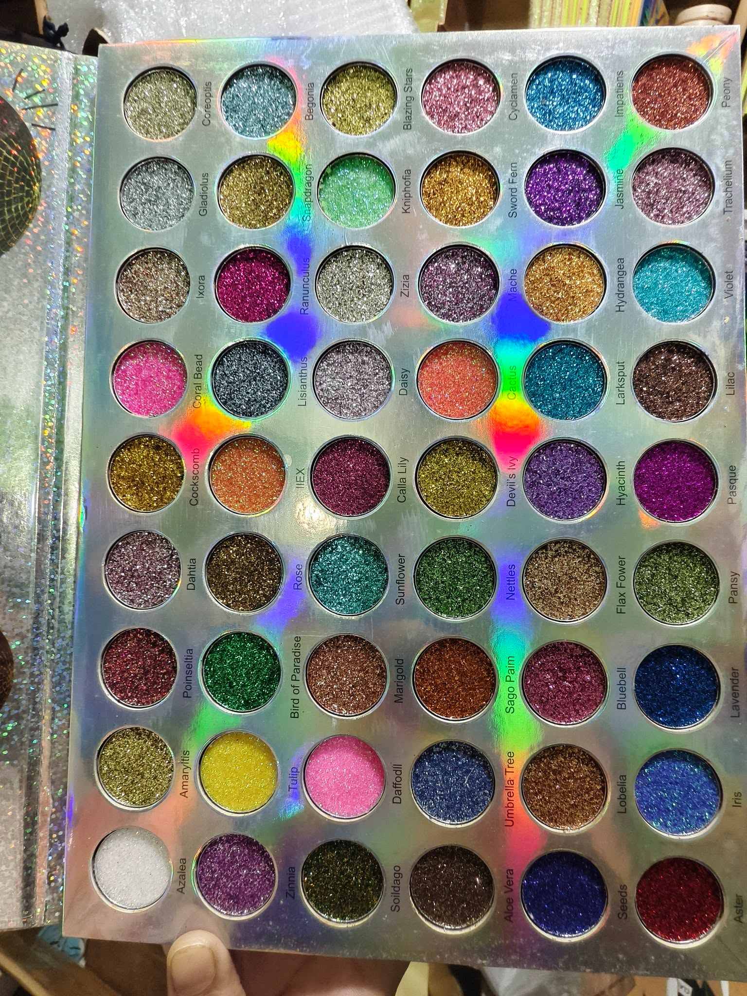 54 color highly pigmented glitter eyeshadow
