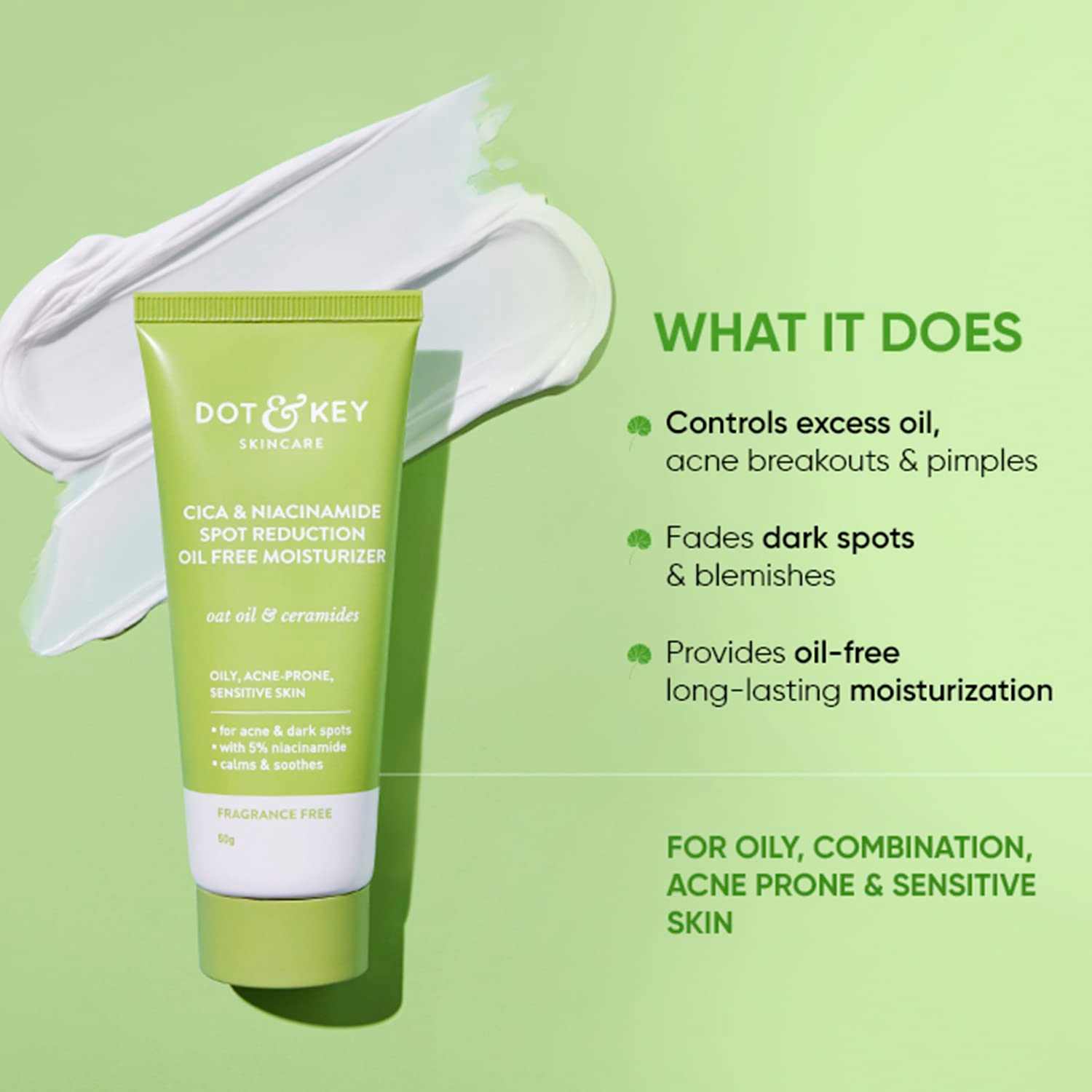 Dot & Key CICA + Niacinamide Spot Reduction Moisturizer for Acne Prone Skin-50 gm