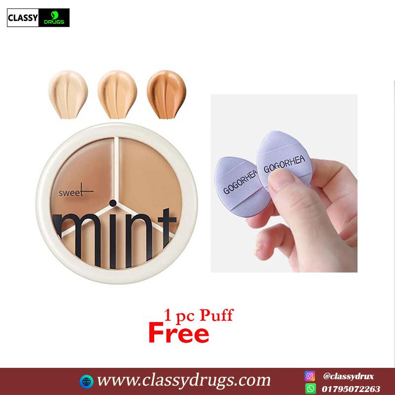 Sweet Mint Full coverage Concealer Palette 9 gm with puff