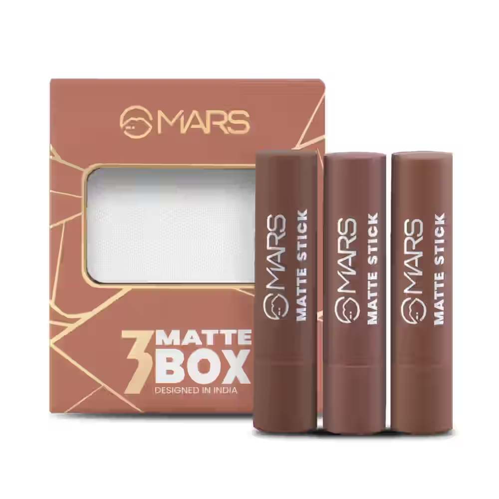 MARS 3 Matte Box Lipsticks Set (Brown-04)