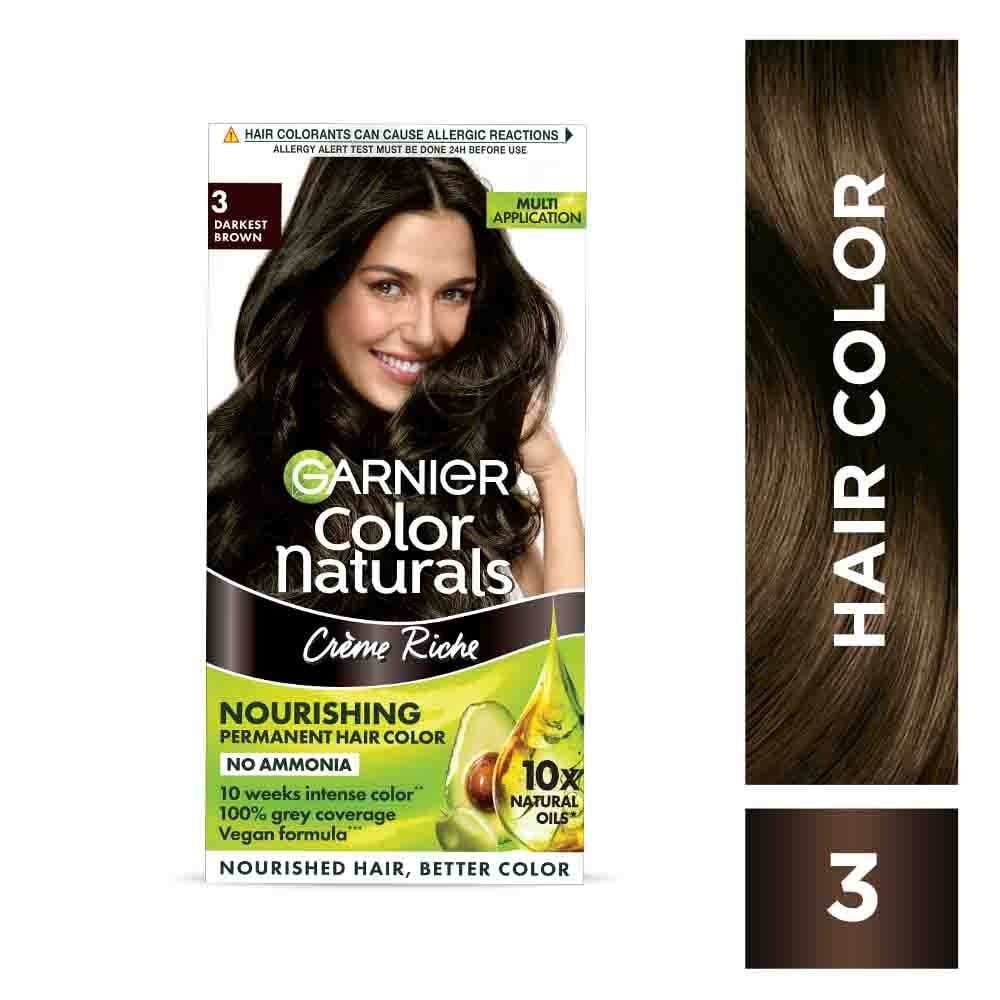 Garnier Color Naturals Creme Riche Hair Color (70ml+60g) - 3 Darkest Brown