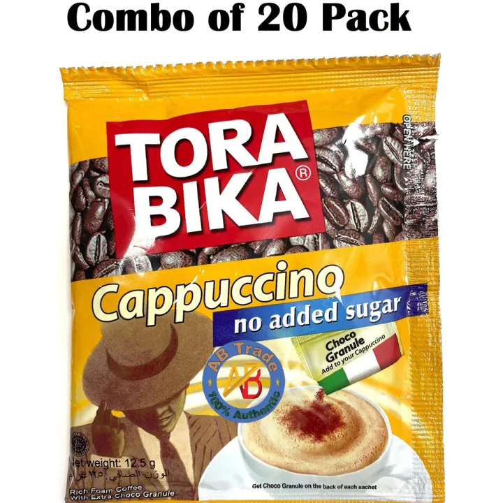 TORA BIKA Sugar Free Cappuccino Coffee 12.5gm - Combo of 20 Pack