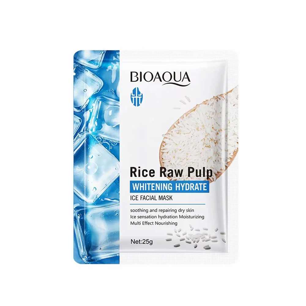 BIOAQUA Rice Raw Pulp Hydrate Whiteing Facial Mask Sheet(Ice )