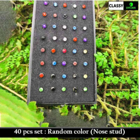 1 Pack Of 40 PCS Crystal Bone Straight Bar Piercing nose stud (without push) - Colorful