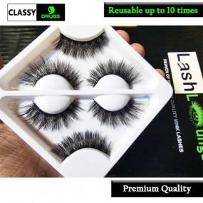 Premium Quality 3 pairs set Winged Reusable light weight  3d Mink Lash for Medium length  (C0b)