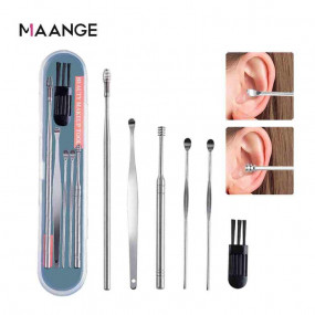 MAANGE  stainless steel ear cleaner 6 pcs set with storage box