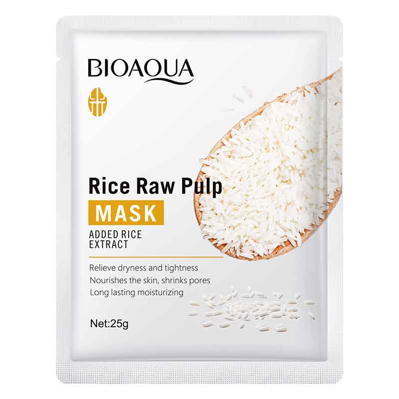 Bioaqua rice raw pulp mask hydrating moisturizing face sheet mask 25g