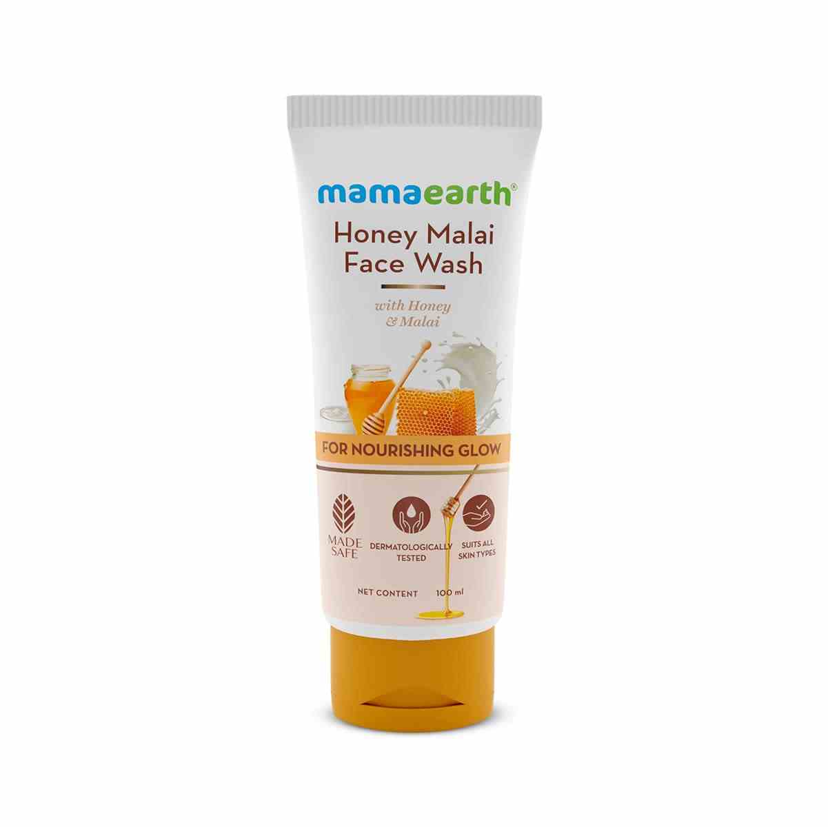 Mamaearth Honey Malai Face Wash with Honey & Malai For Nourishing Glow 100 ml  For All skin type . - Latest Batch