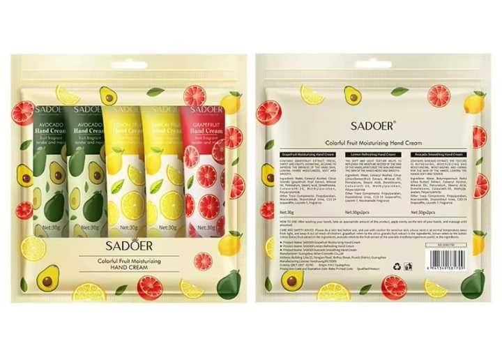 SADOER Fruit and plant fragrance Hand cream-  5 pcs set (A)