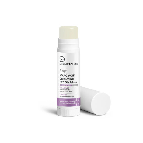 Dermatouch Kojic Acid Ceramide SPF 50 PA+++ Lip Balm for Dry & Discolored Lips 5g •- Natural