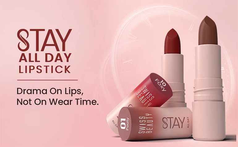 Swiss Beauty All Day Lipstick Transfer Proof High Pigment Matte -  4 gm