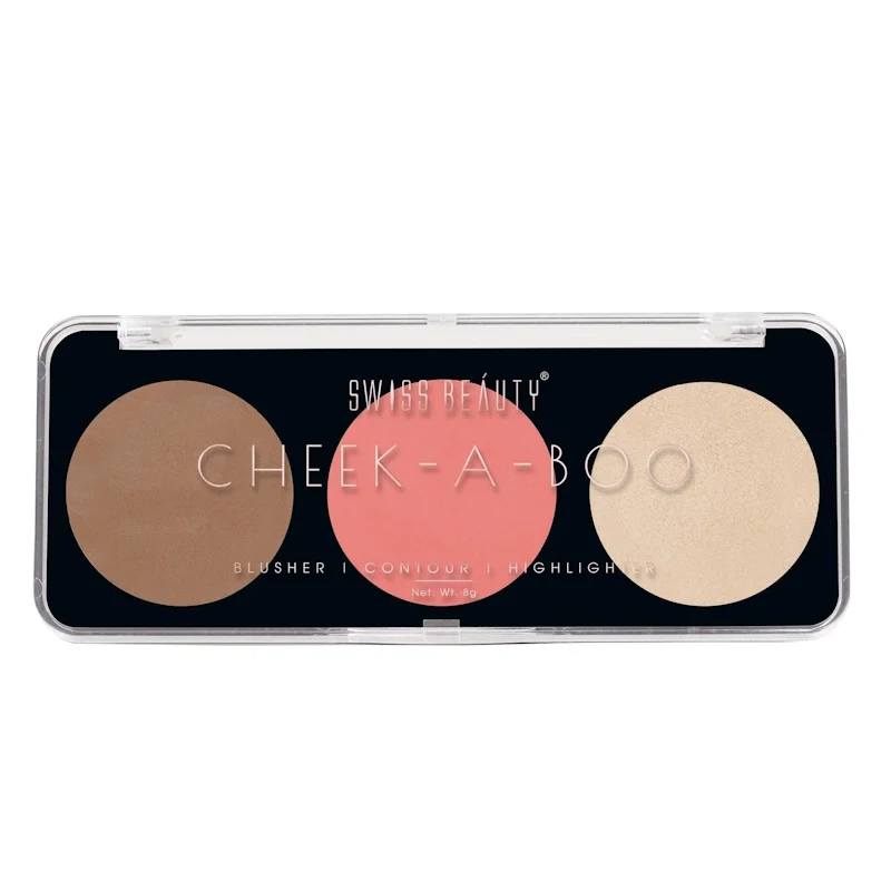Swiss Beauty CHEEK-A-BOO 3-in-1 Face Palette BLUSHER|CONTOUR|HIGHLIGHTER - Shade  03
