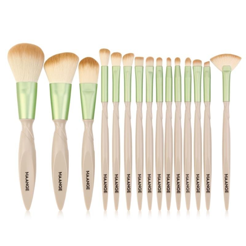 Maange 15 PCS Spiral Handle Makeup Brush - G