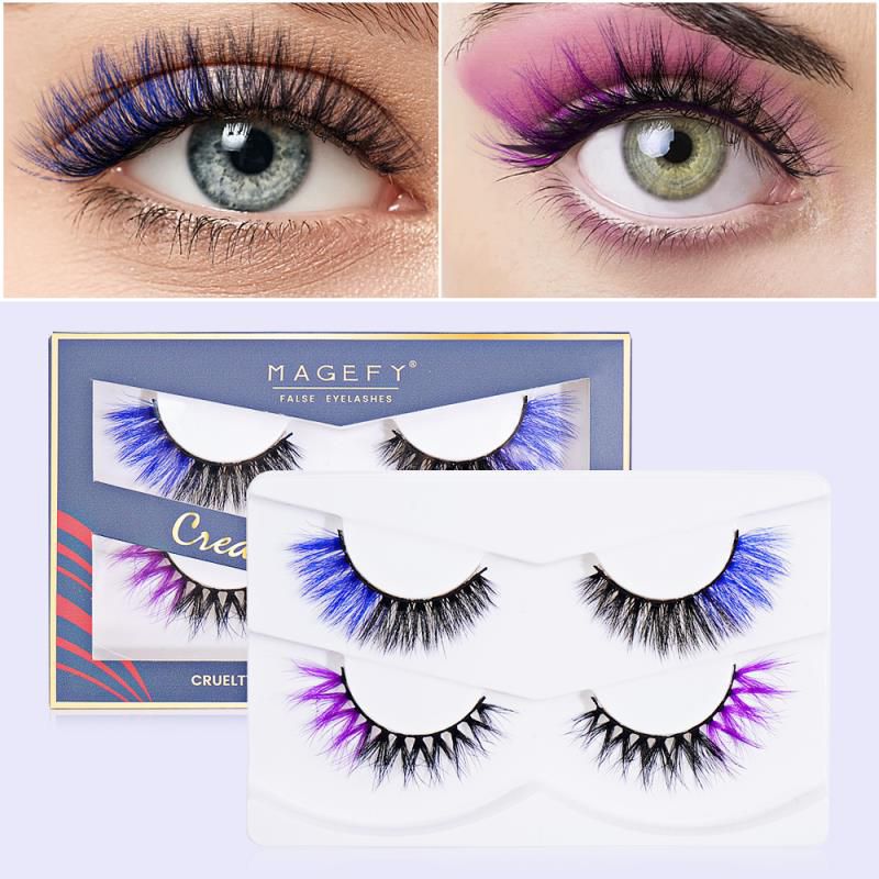 2 pairs Reusbal 3D Mink eyeLash - Purple & Blue