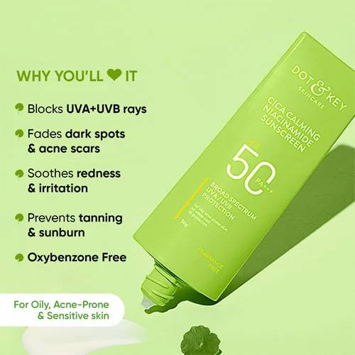 Dot and Key Cica + Niacinamide Mattifying Face Sunscreen SPF 50 PA+++ 80 ml