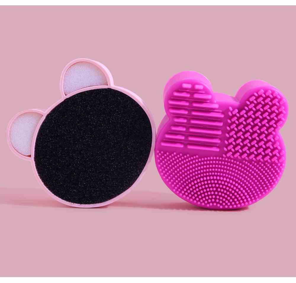 MAANGE New Bear Makeup Brush Cleaner Washing Brush Pad Cleaning Mat Cosmetic Brush Cleaner Universal Make up Tool Scrubber Box
