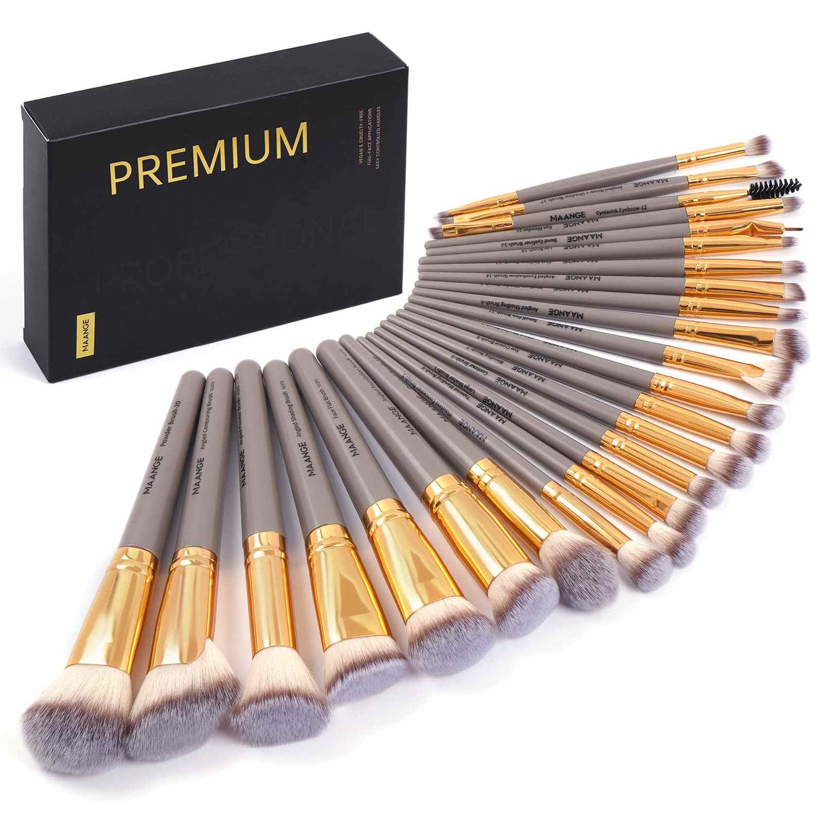 MAANGE 25Pcs Premium Professional Brushes Set With Box - Rose Gold
