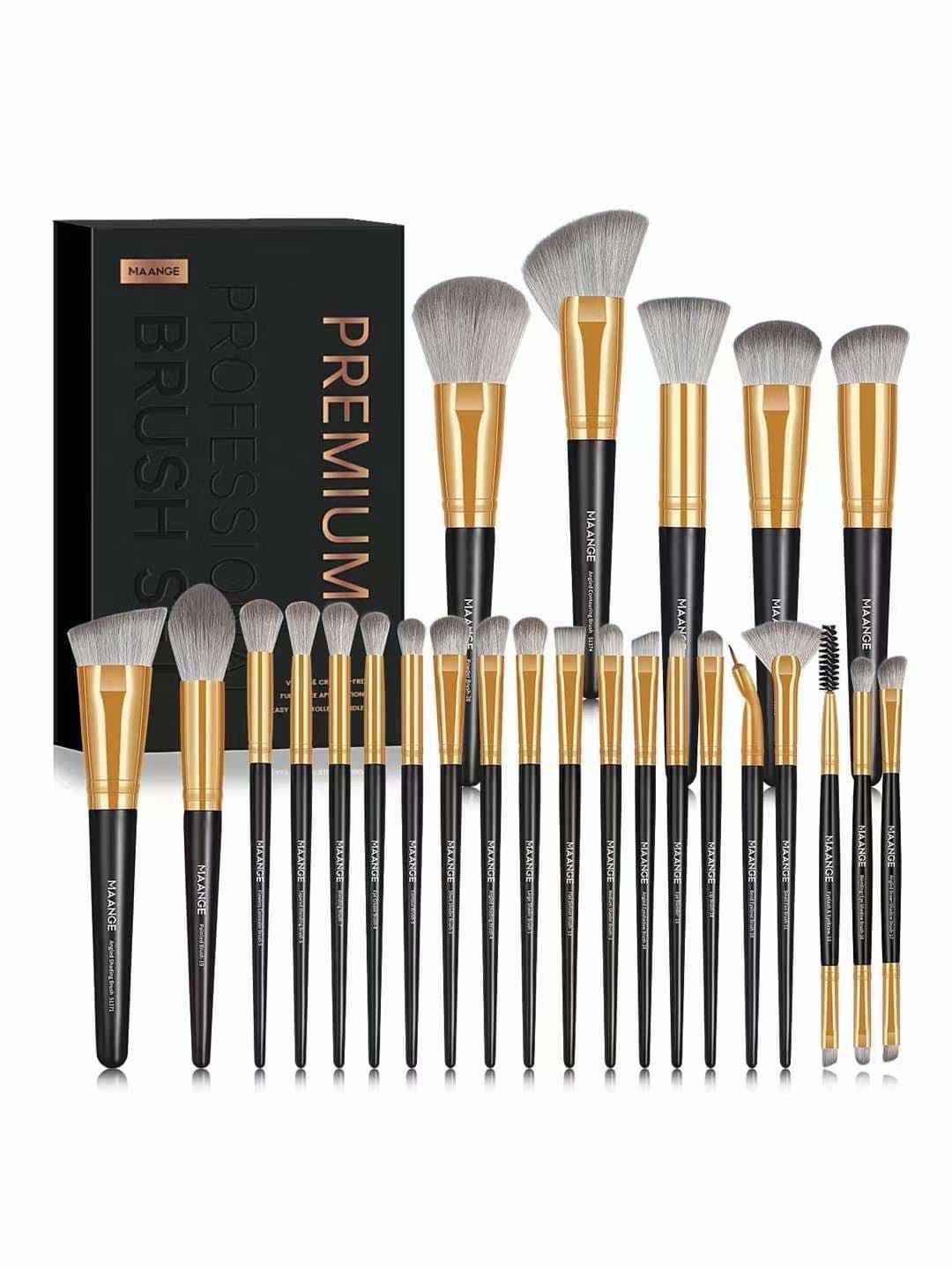 MAANGE 25Pcs Premium Professional Brushes Set With Box - Black