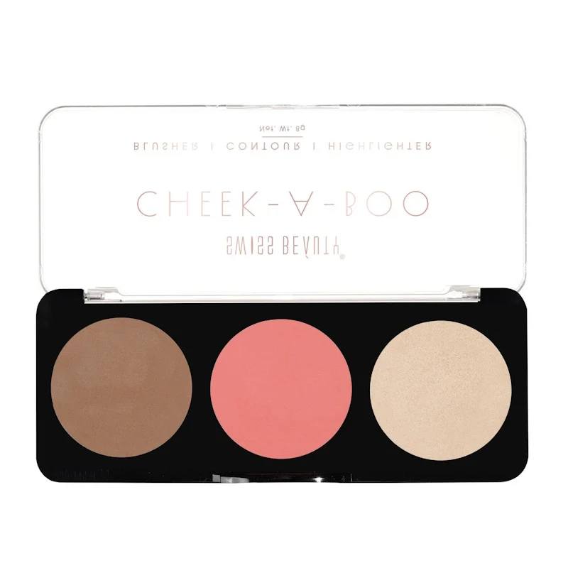 Swiss Beauty CHEEK-A-BOO 3-in-1 Face Palette BLUSHER|CONTOUR|HIGHLIGHTER - Shade  02