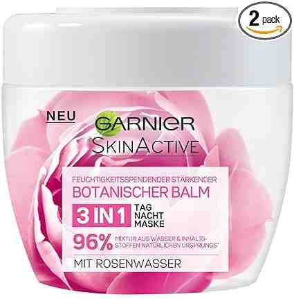 Garnier SkinActive Botanical Balm Face Mask, 3-in-1 Day Cream + Night Cream+ Mask with Rose Water 140ML