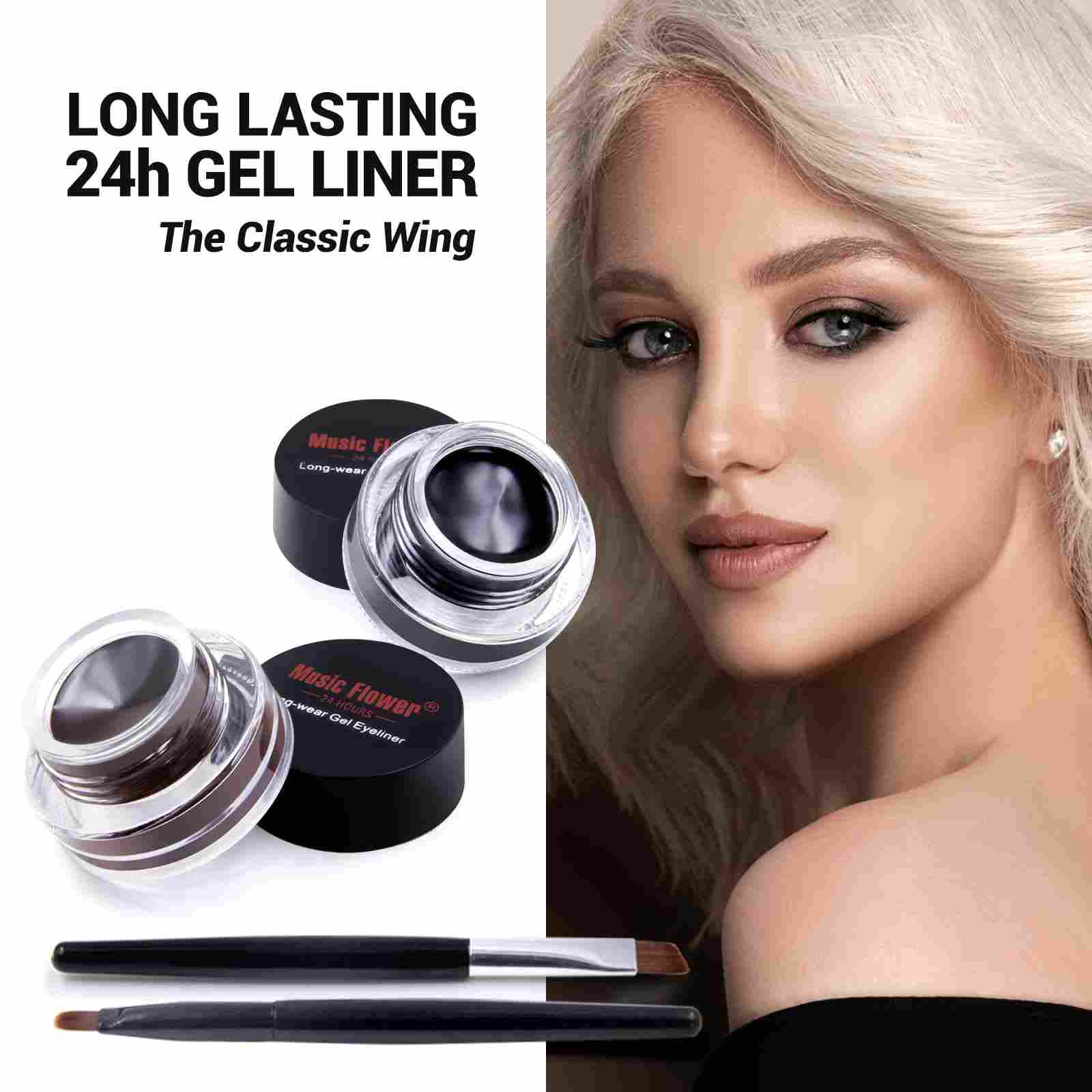 Music Flower Long Lasting Gel Eyeliner, Black and Brown Matte Finish 6gm