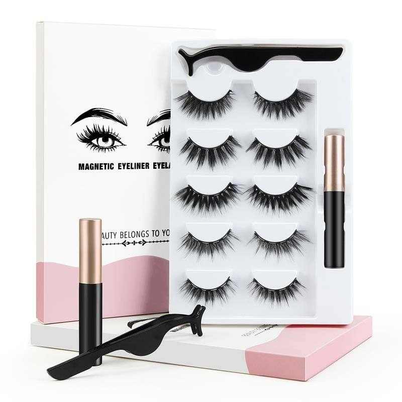 5 pairs magnetic eyelash with lash applicator and black glue