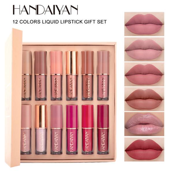 Handaiyan 12 Colors Matte Liquid Lipstick Set - (Long-Lasting Smudge Proof)