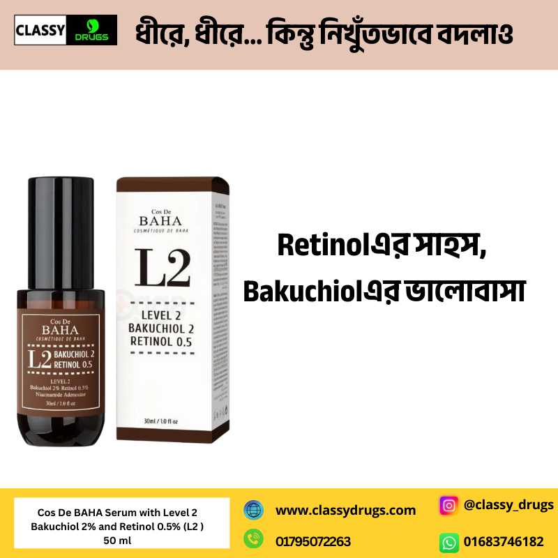 Cos De BAHA Serum with Level 2 Bakuchiol 2% and Retinol 0.5% (L2 ) 50 ml