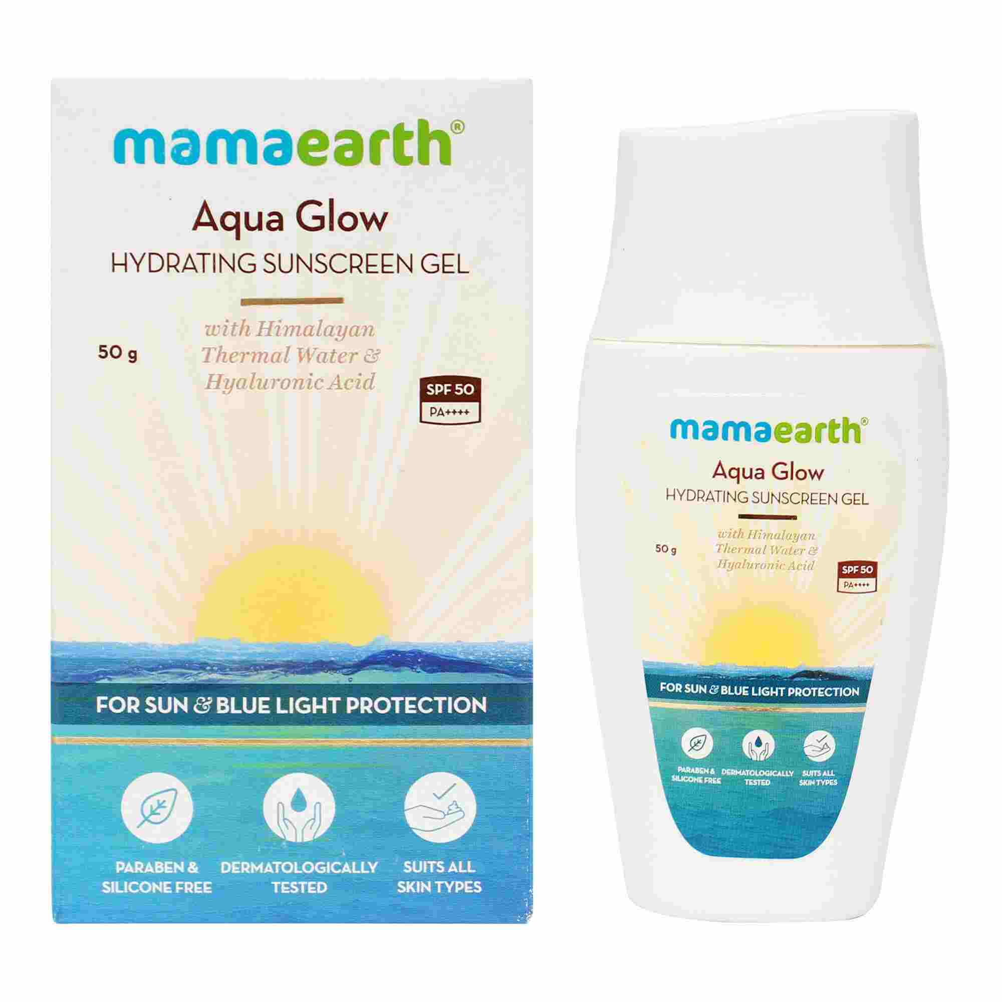 Mamaearth Aqua Glow Hydrating Sunscreen Gel with Himalayan Thermal Water and Hyaluronic Acid - 50 g -Latest Batch