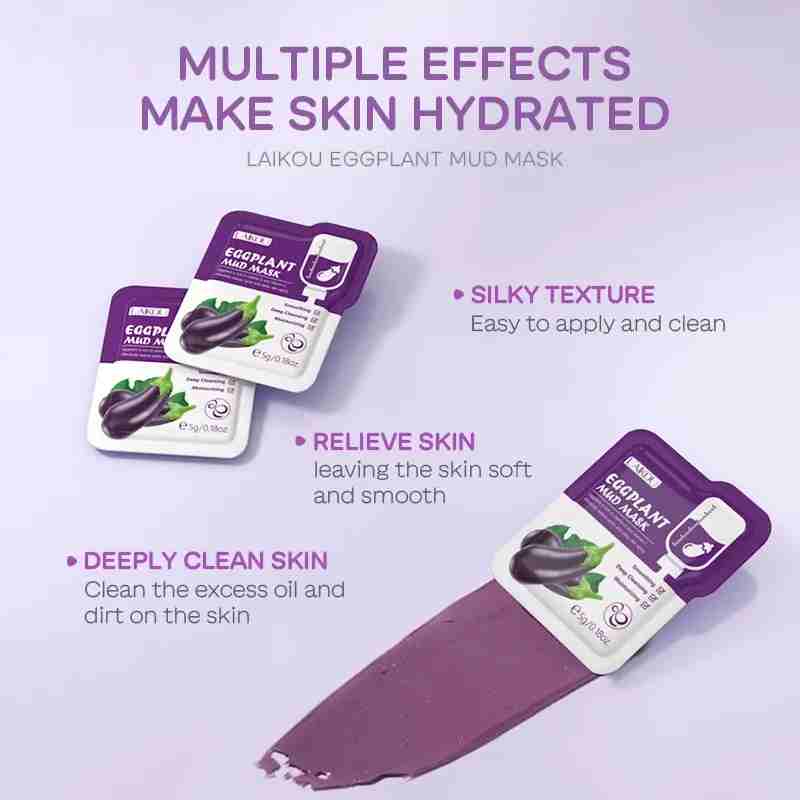 LAIKOU Eggplant Mud Mask Clay Mask Packs  - 5g 1 piece
