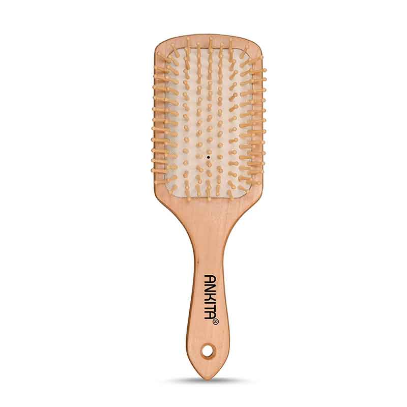 Wooden Hair Brush with Bamboo Bristle White