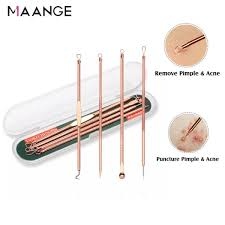 MAANGE 4Pc/Set Stainless Steel Blackhead Removal Kit / Bron stick