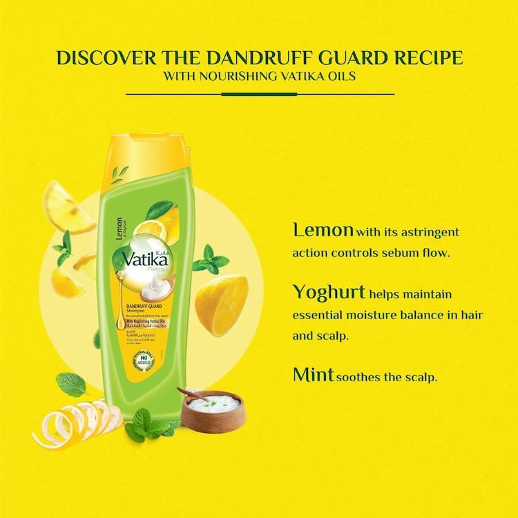 Vatika Dandruff Guard Shampoo With Lemon And Yoghurt, 400 ml(UAE)
