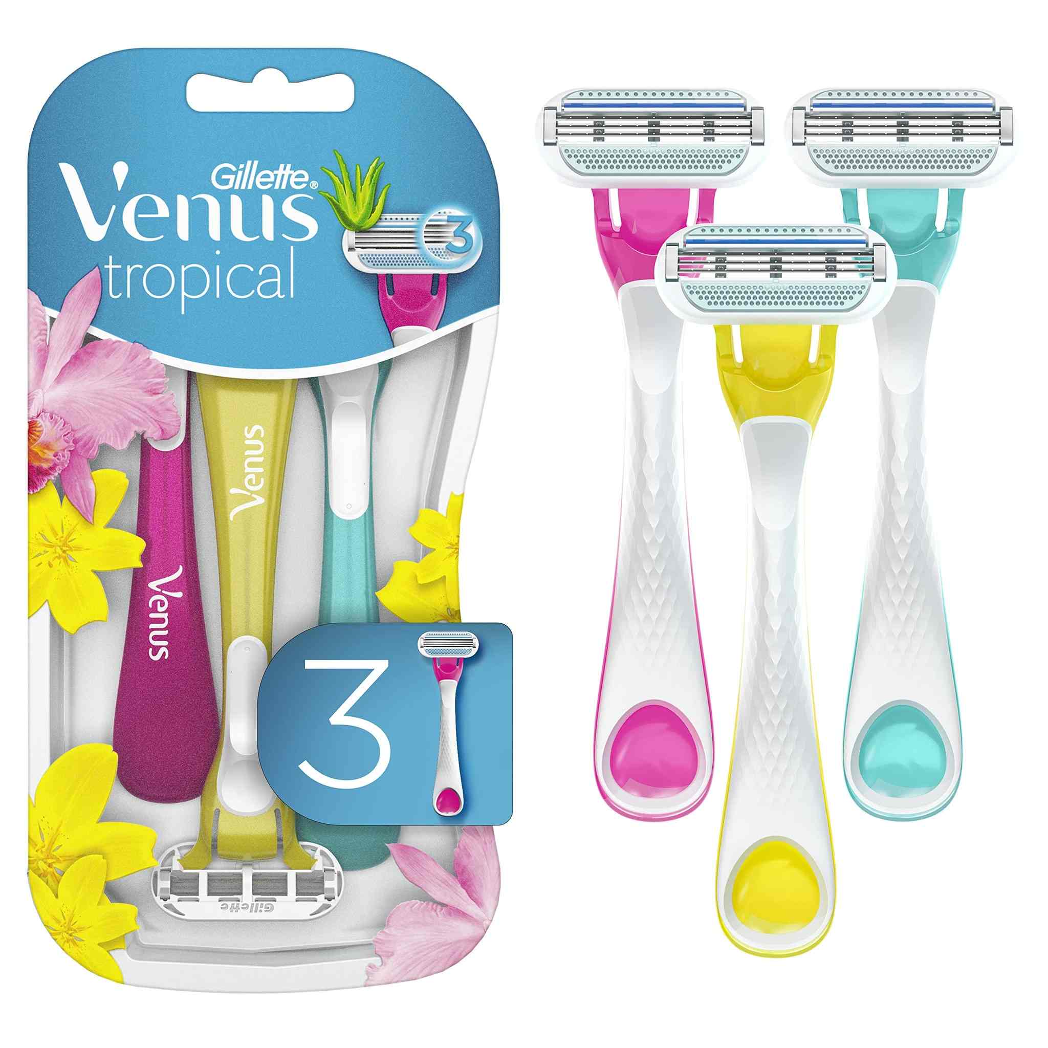 Gillette Venus Tropical Women's Disposable Razor - Single Package of 3 Razors
