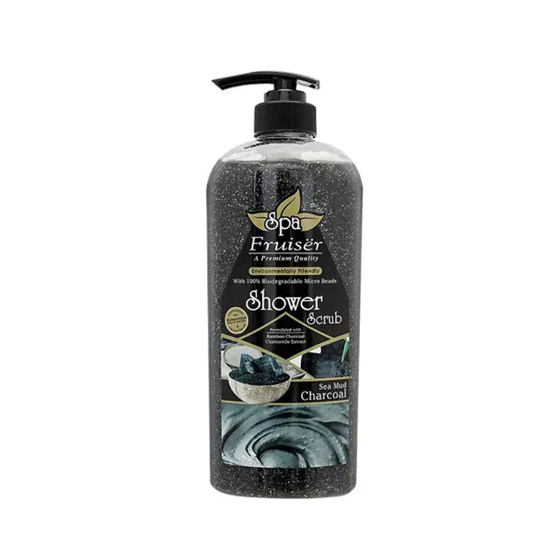Fruiser Spa Sea Mud Charcoal Shower Scrub, 730 ML