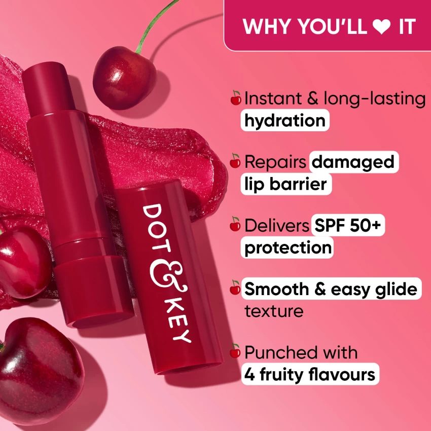 Dot & Key SPF 50+ Barrier Repair Hydrating Cherry Crimson Lip Balm 4.5g (Tinted )