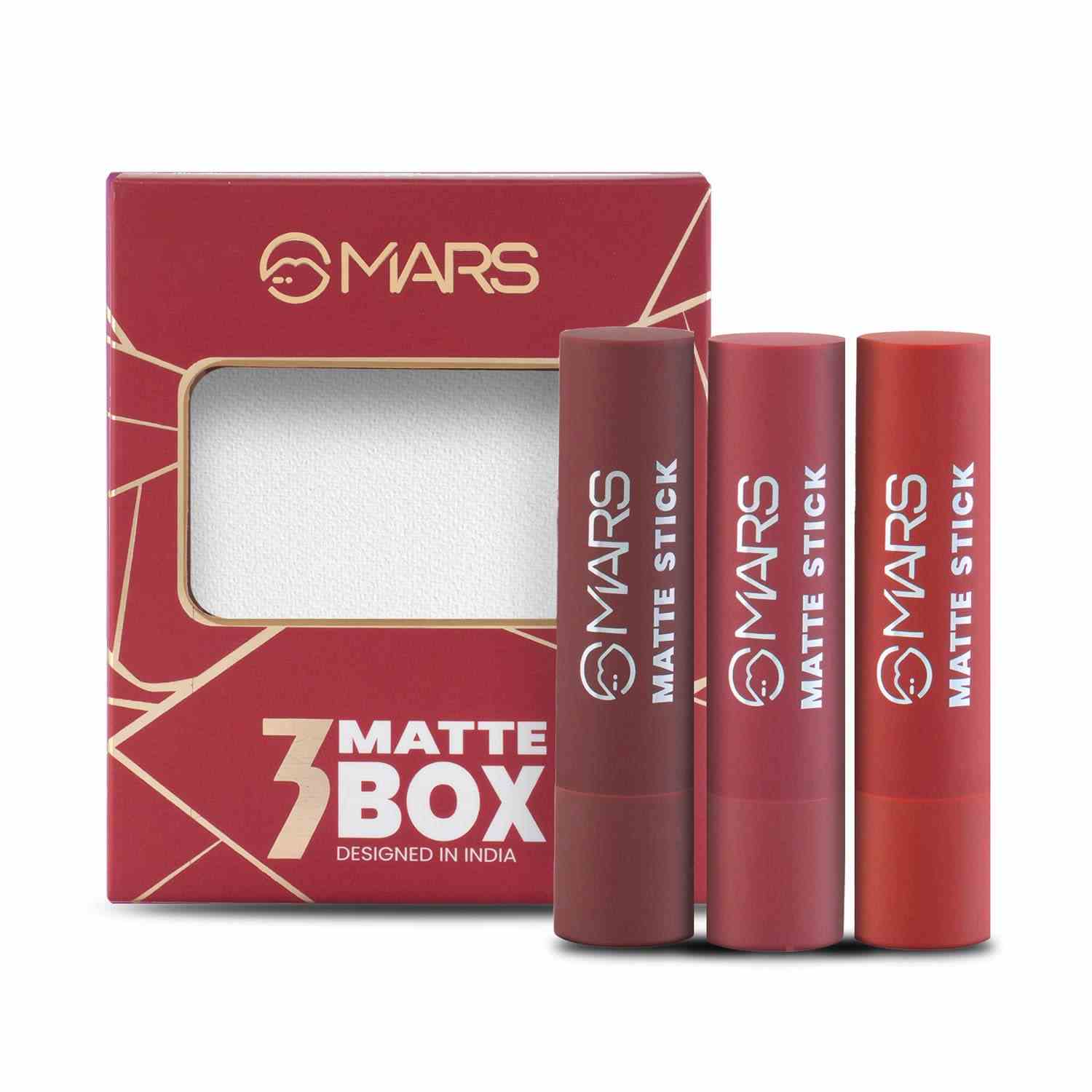 MARS 3 Matte Box Lipsticks Set -01 reds and maroons