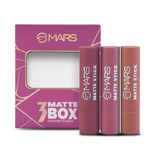 MARS 3 Matte Box Lipsticks Set - 02 peaches and nudes