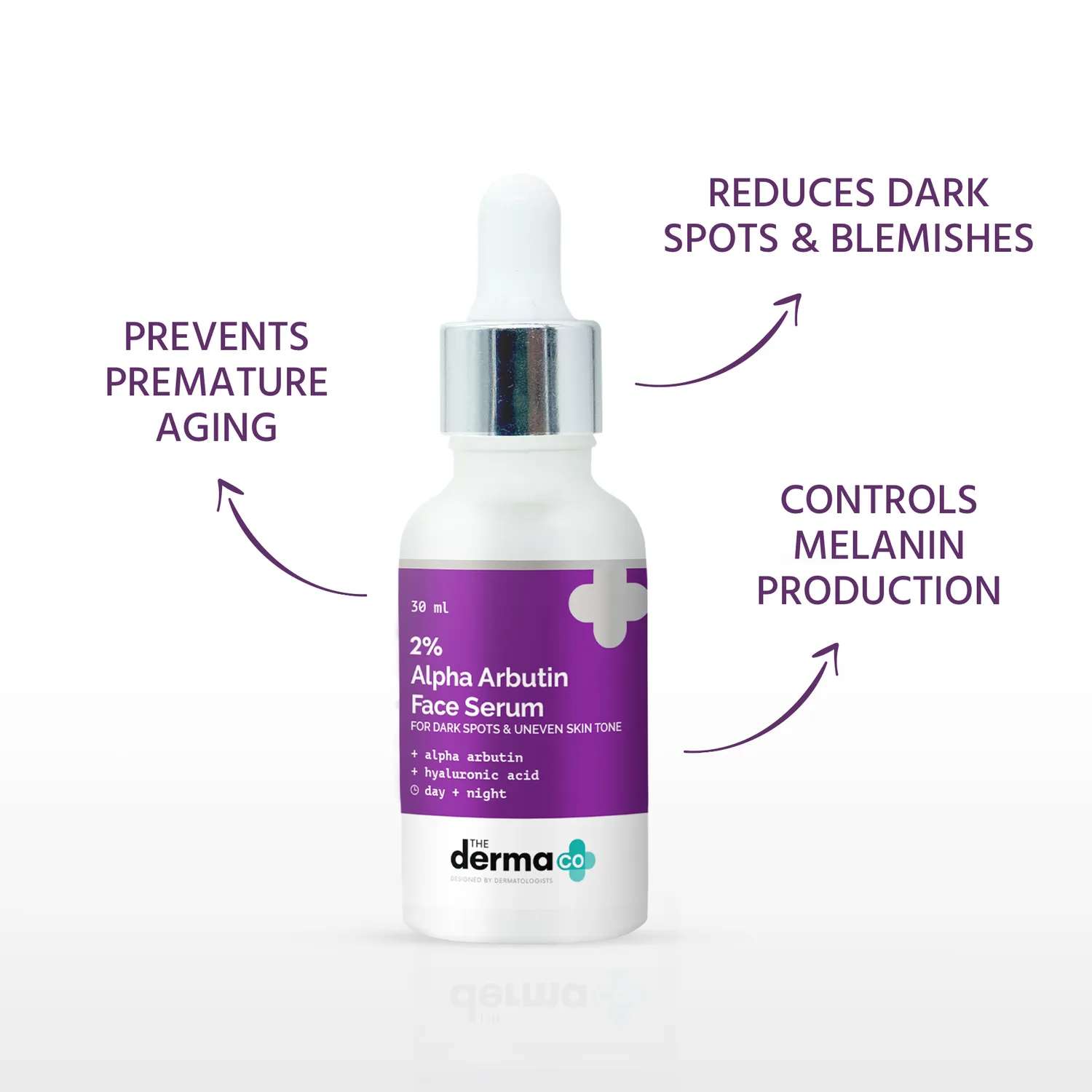 The Derma Co 2% Alpha Arbutin Face Serum - 30ml | Treats Dark Spots | Evens Skin Tone