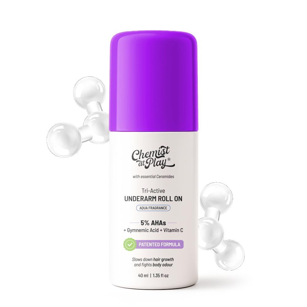 Chemist At Play's Tri-Active Underarm Roll On | Slows Down Hair Growth | 40 ml (Purple)