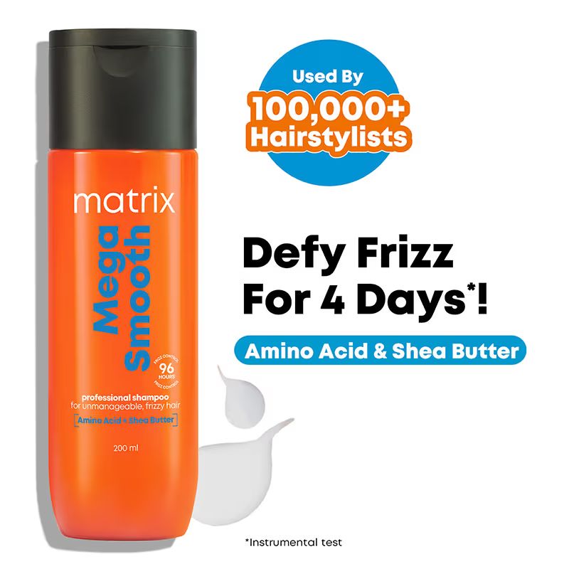 Matrix Mega Smooth Anti-Frizz Shampoo with Shea butter - 4-Days Frizz Control - 200 ml