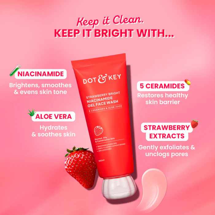 Dot & key Strawberry Bright Niacinamide Gel Face Wash 100ml